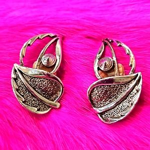 SARAH COVENTRY TEXTURED LEAF CLIP ON‎ EARRINGS